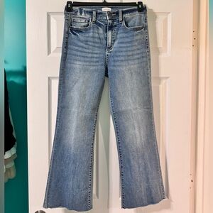 Sneak Peek Light Blue Cropped Flare Jeans